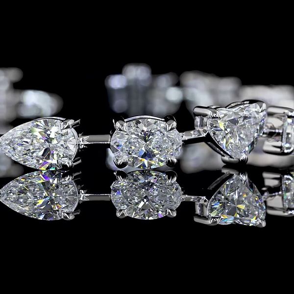 Lab-Grown 11.07 Carat MIX - Diamond 14K White Gold Station Bracelet