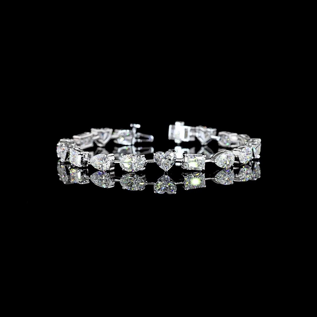 Lab-Grown 14.13 Carat MIX - Diamond 14K White Gold Station Bracelet