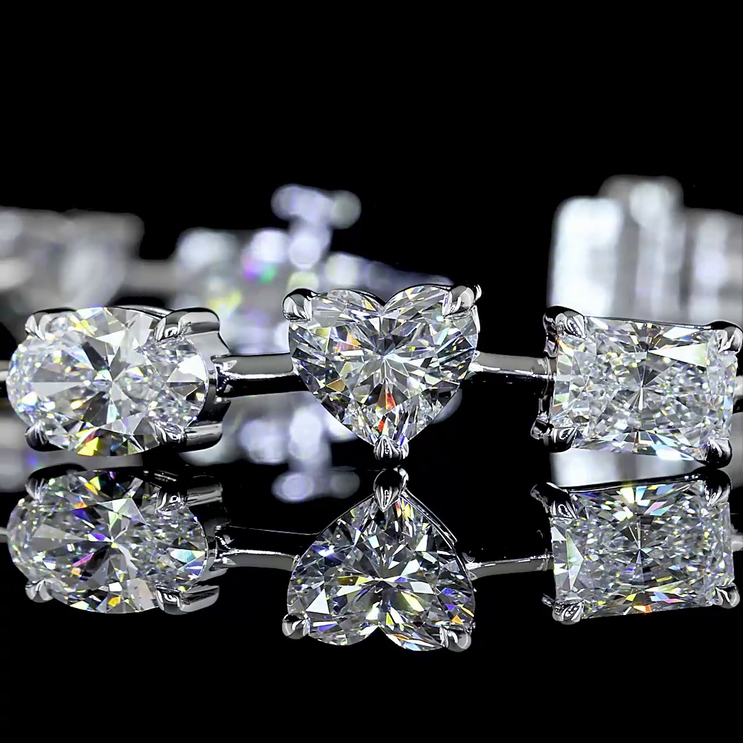 Lab-Grown 14.13 Carat MIX - Diamond 14K White Gold Station Bracelet