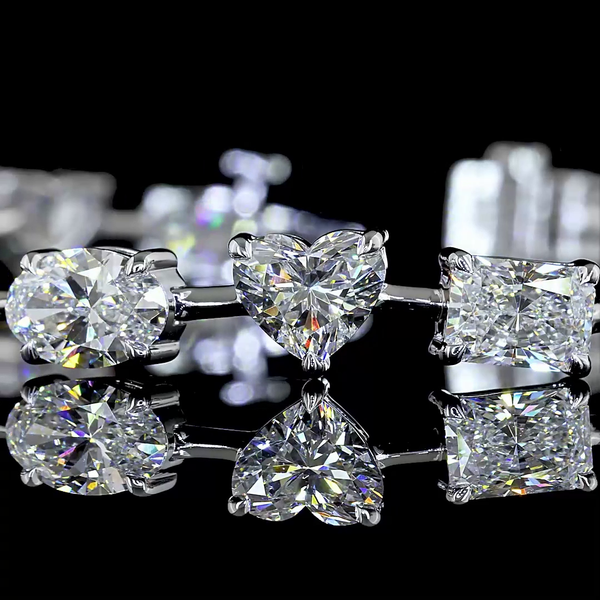Lab-Grown 14.13 Carat MIX - Diamond 14K White Gold Station Bracelet