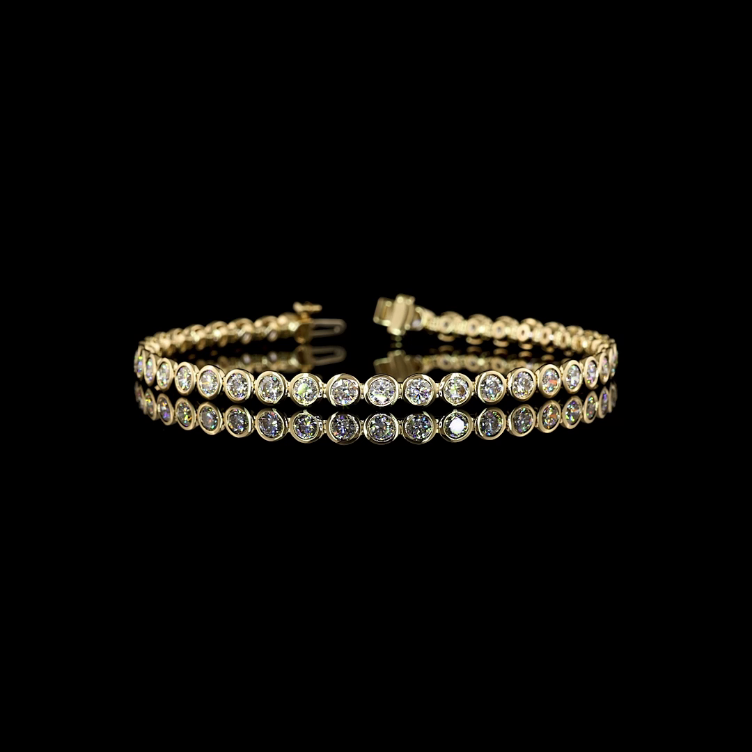 Lab-Grown 5.08 Carat Round - Diamond 14K Yellow Gold Tennis Bracelet