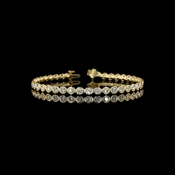 Lab-Grown 5.08 Carat Round - Diamond 14K Yellow Gold Tennis Bracelet