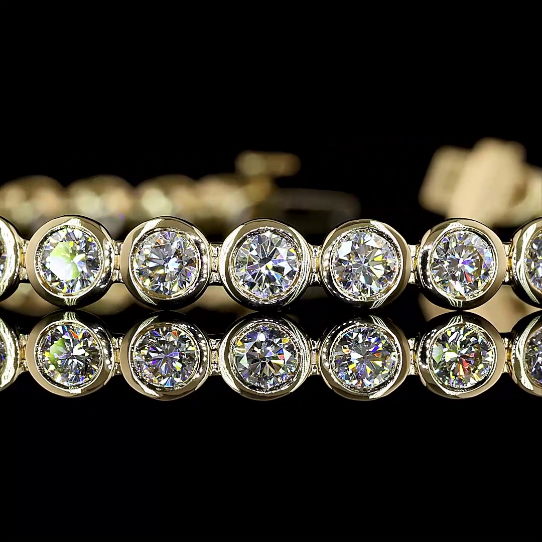 Lab-Grown 5.08 Carat Round - Diamond 14K Yellow Gold Tennis Bracelet