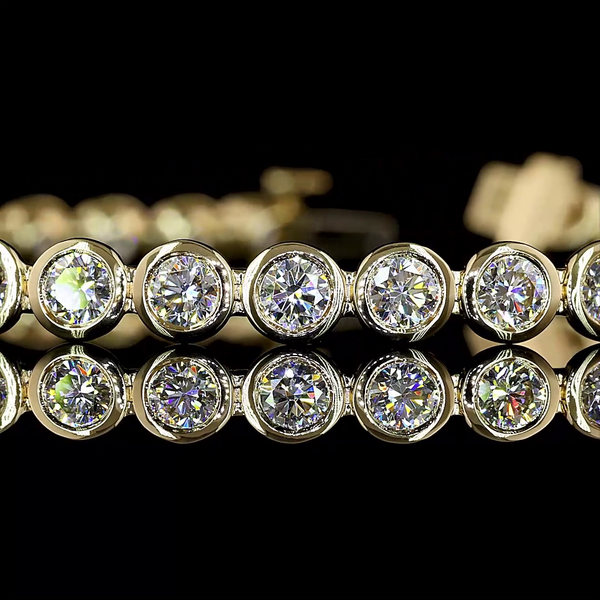 Lab-Grown 5.08 Carat Round - Diamond 14K Yellow Gold Tennis Bracelet