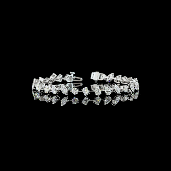 Lab-Grown 6.15 Carat MIX - Diamond 14K White Gold Station Bracelet
