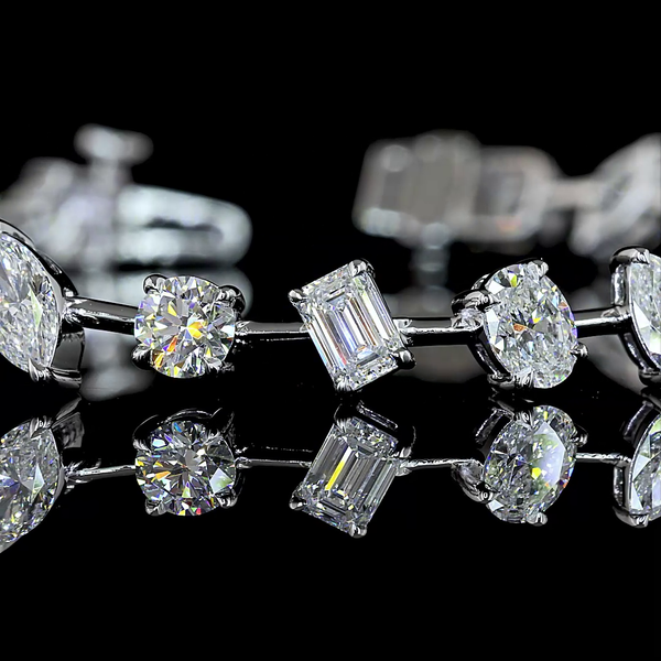 Lab-Grown 6.15 Carat MIX - Diamond 14K White Gold Station Bracelet