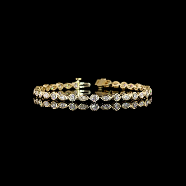 Lab-Grown 4 Carat MIX E-VS Diamond 14K Yellow Gold Tennis Bracelet