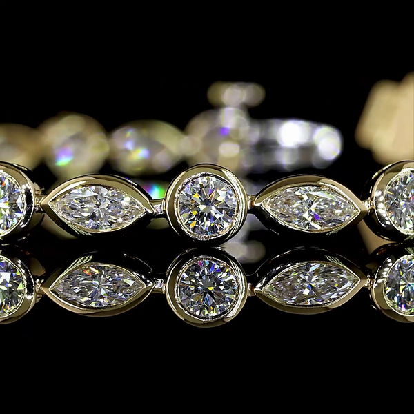 Lab-Grown 4 Carat MIX E-VS Diamond 14K Yellow Gold Tennis Bracelet