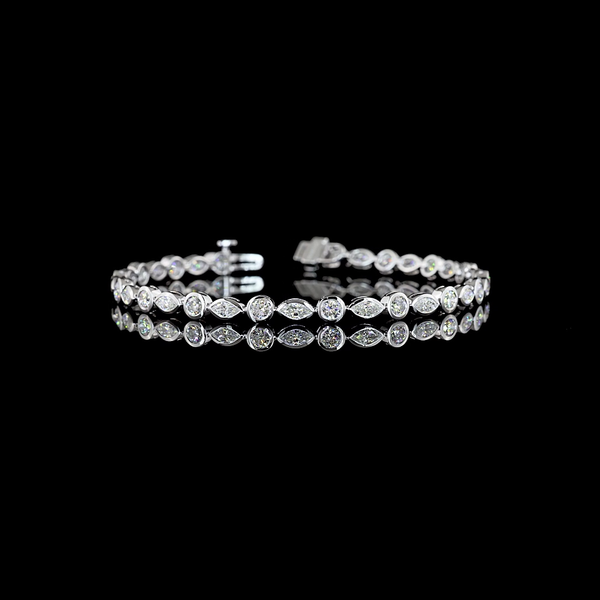 Lab-Grown 3.93 Carat MIX - Diamond 14K White Gold Tennis Bracelet