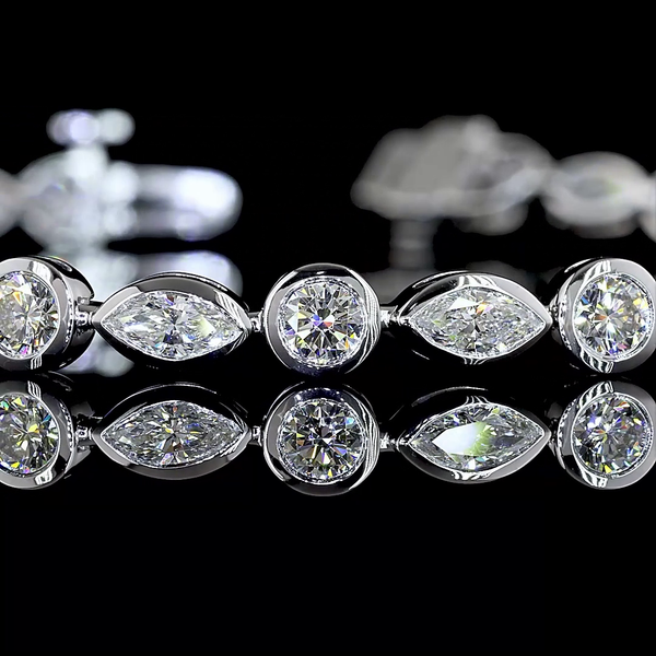 Lab-Grown 3.93 Carat MIX - Diamond 14K White Gold Tennis Bracelet