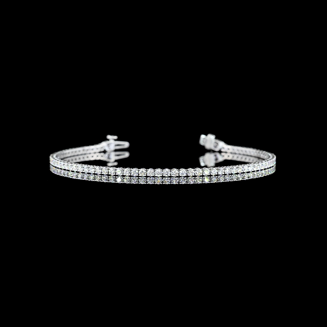 Lab-Grown 3.28 Carat Round E-VS1 Diamond 14K White Gold Tennis Bracelet