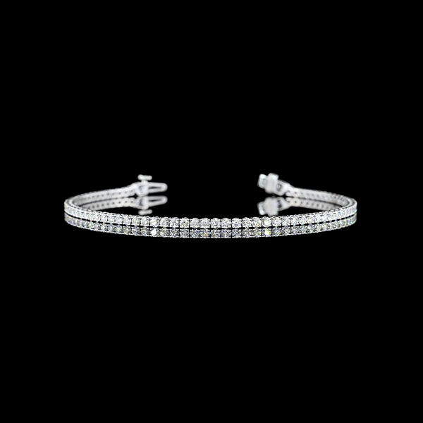 Lab-Grown 3.28 Carat Round E-VS1 Diamond 14K White Gold Tennis Bracelet