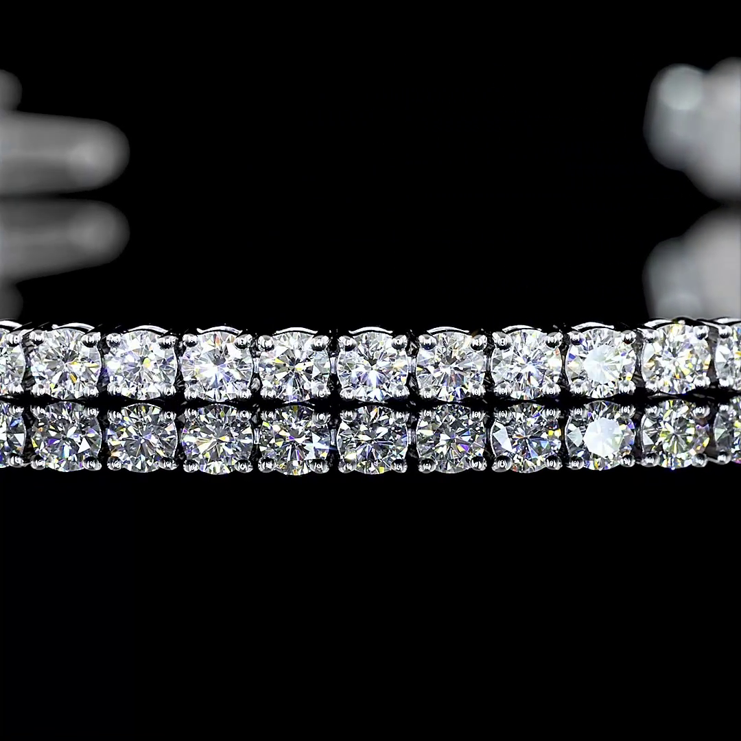 Lab-Grown 3.28 Carat Round E-VS1 Diamond 14K White Gold Tennis Bracelet