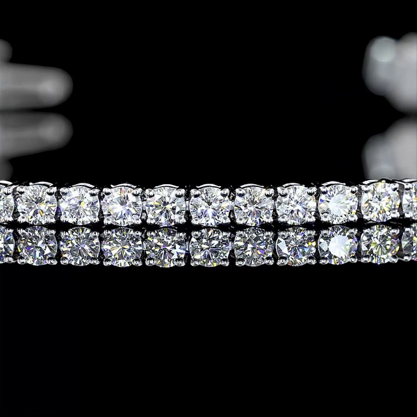 Lab-Grown 3.28 Carat Round E-VS1 Diamond 14K White Gold Tennis Bracelet