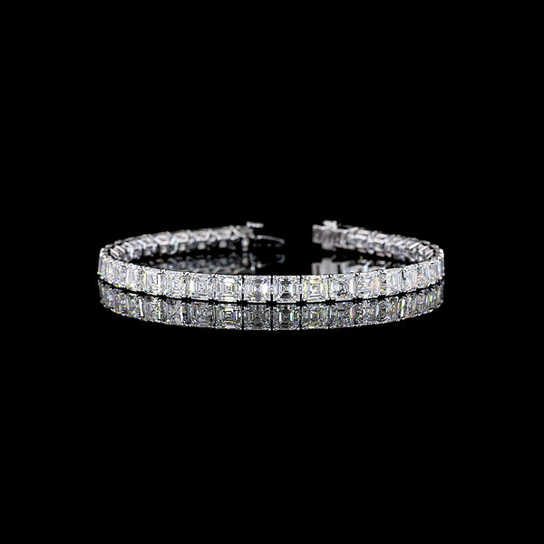 Lab-Grown 19.21 Carat Asscher - Diamond 14K White Gold Tennis Bracelet