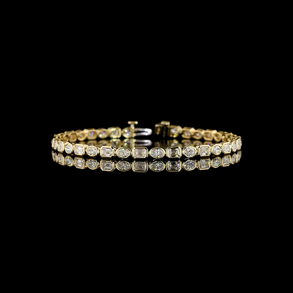 Lab-Grown 5.01 Carat MIX E-VS Diamond 14K Yellow Gold Tennis Bracelet