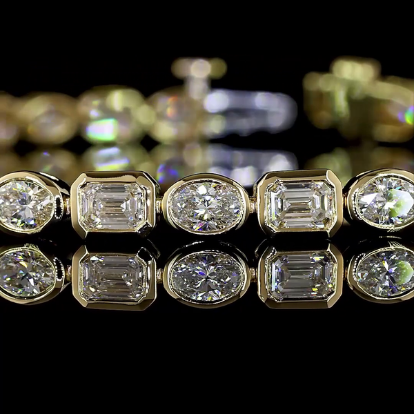 Lab-Grown 5.01 Carat MIX E-VS Diamond 14K Yellow Gold Tennis Bracelet