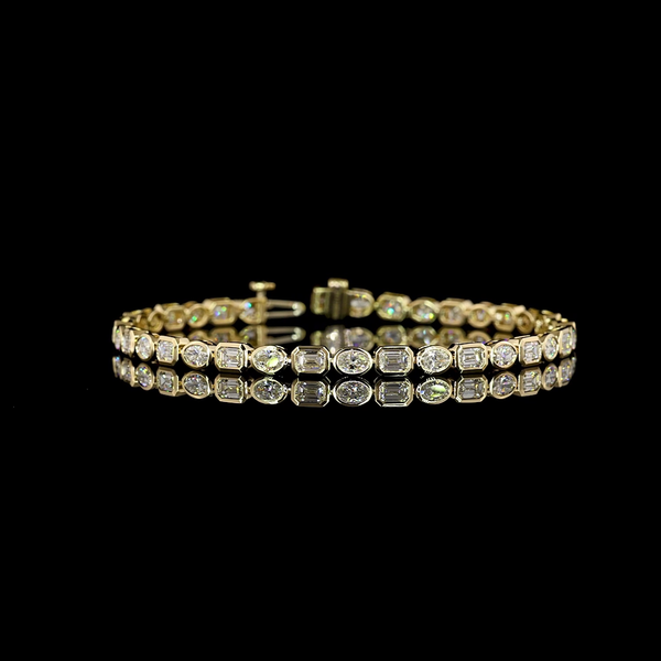 Lab-Grown 4.95 Carat MIX - Diamond 14K Yellow Gold Tennis Bracelet