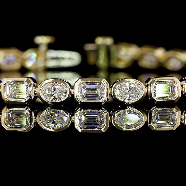 Lab-Grown 4.95 Carat MIX - Diamond 14K Yellow Gold Tennis Bracelet