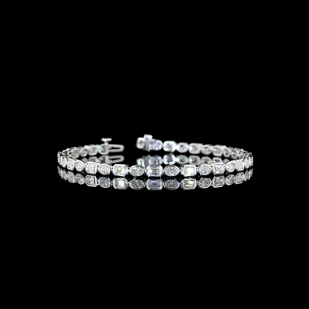 Lab-Grown 4.93 Carat MIX - Diamond 14K White Gold Tennis Bracelet