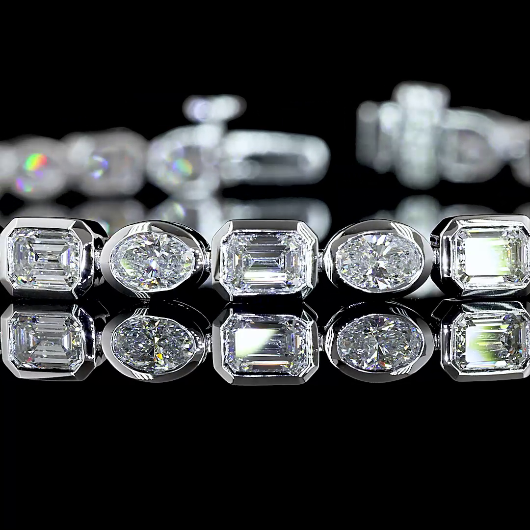 Lab-Grown 4.93 Carat MIX - Diamond 14K White Gold Tennis Bracelet