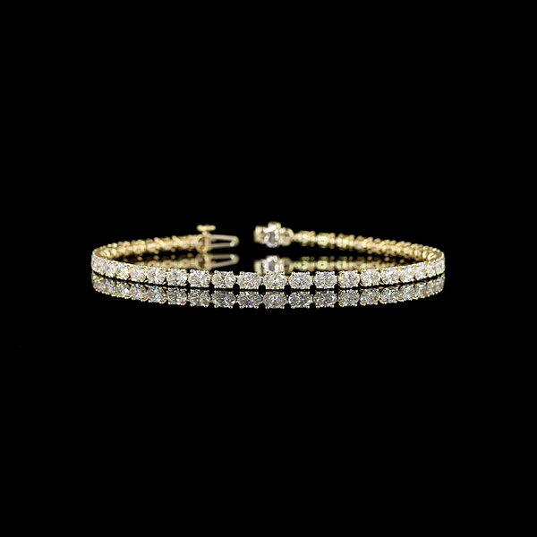 Lab-Grown 5.02 Carat Oval E-VS Diamond 14K Yellow Gold Tennis Bracelet