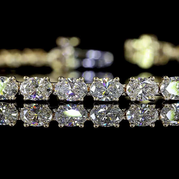 Lab-Grown 5.02 Carat Oval E-VS Diamond 14K Yellow Gold Tennis Bracelet