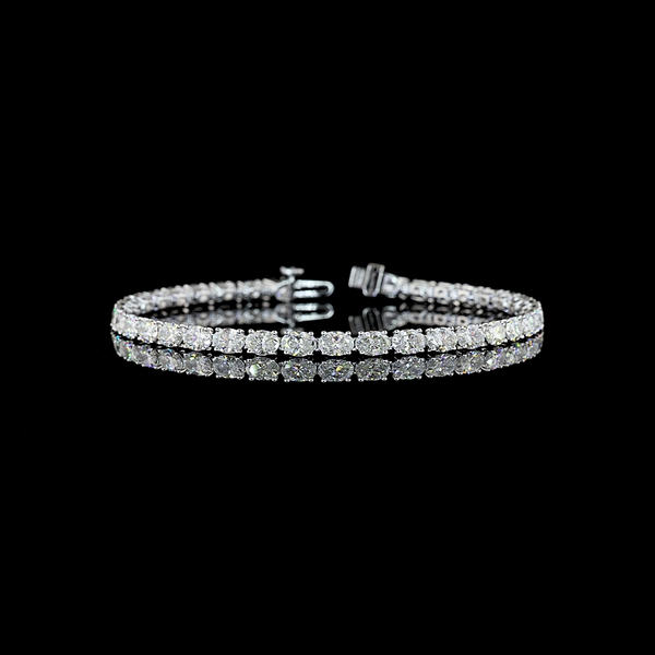 Lab-Grown 7.54 Carat Oval F-VS2 Diamond 14K White Gold Tennis Bracelet