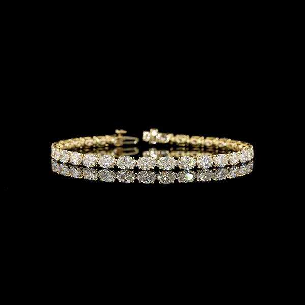 Lab-Grown 10.55 Carat Oval - Diamond 14K Yellow Gold Tennis Bracelet