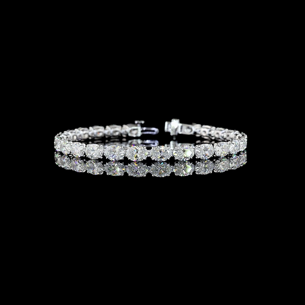 Lab-Grown 15.63 Carat Oval E-VS Diamond 14K White Gold Tennis Bracelet