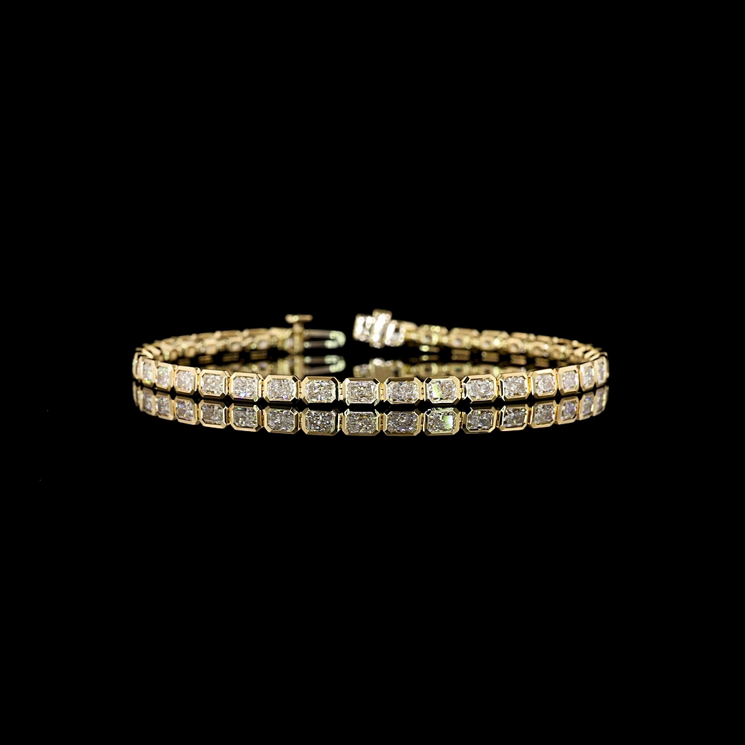 Lab-Grown 4.9 Carat Radiant E-VS Diamond 14K Yellow Gold Tennis Bracelet