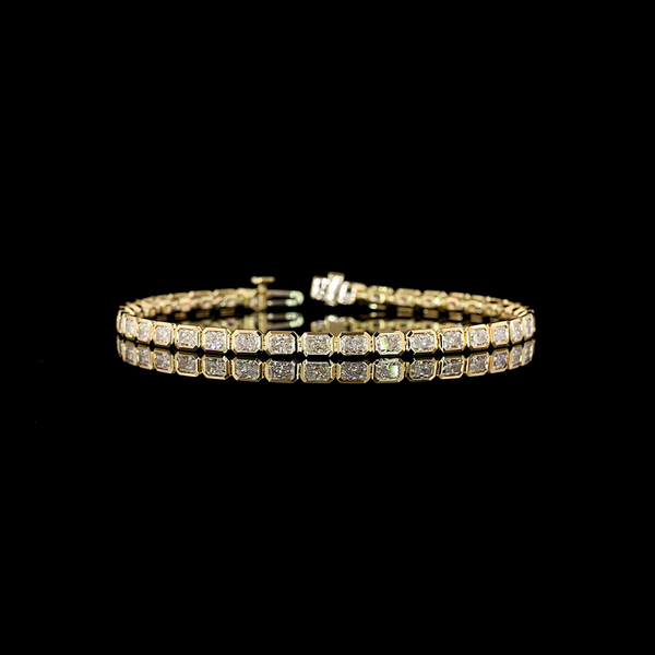 Lab-Grown 4.9 Carat Radiant E-VS Diamond 14K Yellow Gold Tennis Bracelet