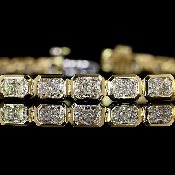 Lab-Grown 4.9 Carat Radiant E-VS Diamond 14K Yellow Gold Tennis Bracelet