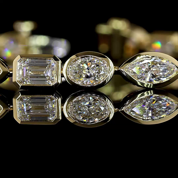 Lab-Grown 7.12 Carat MIX E-VS Diamond 14K Yellow Gold Tennis Bracelet