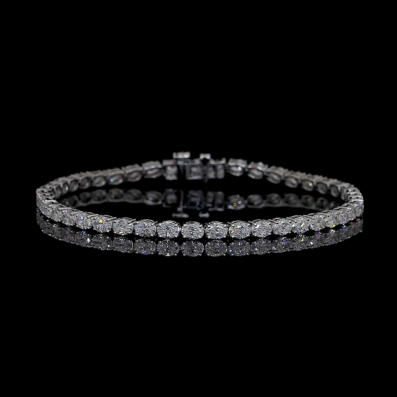 Lab-Grown 5.00 Carat Oval F-VS2 Diamond 14K White Gold Tennis Bracelet