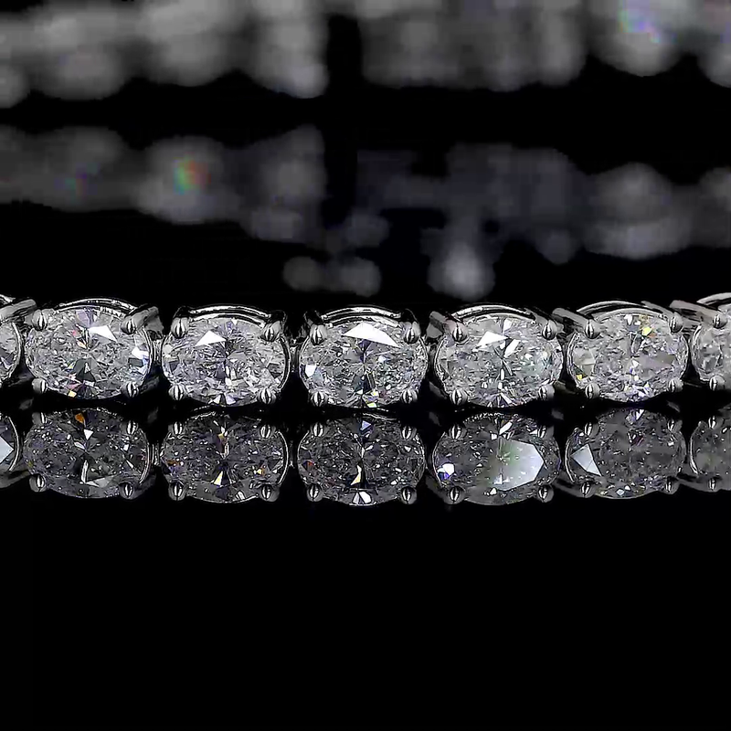 Lab-Grown 5.00 Carat Oval F-VS2 Diamond 14K White Gold Tennis Bracelet