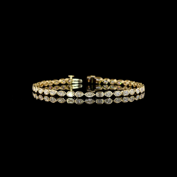 Lab-Grown 3.35 Carat MIX E-VS Diamond 14K Yellow Gold Tennis Bracelet