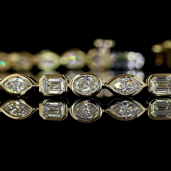Lab-Grown 3.35 Carat MIX E-VS Diamond 14K Yellow Gold Tennis Bracelet