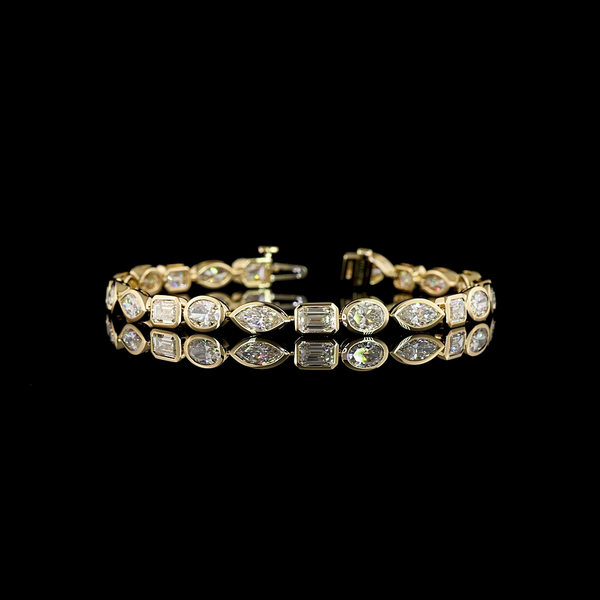 Lab-Grown 9.84 Carat MIX - Diamond 14K Yellow Gold Tennis Bracelet