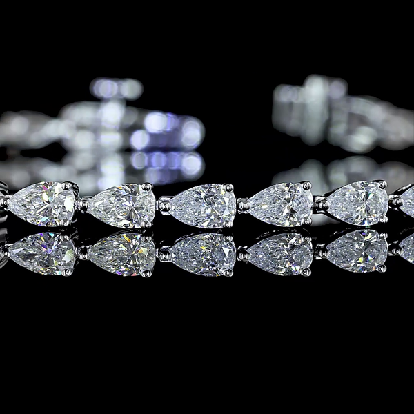 Lab-Grown 3.87 Carat Pear - Diamond 14K White Gold Tennis Bracelet