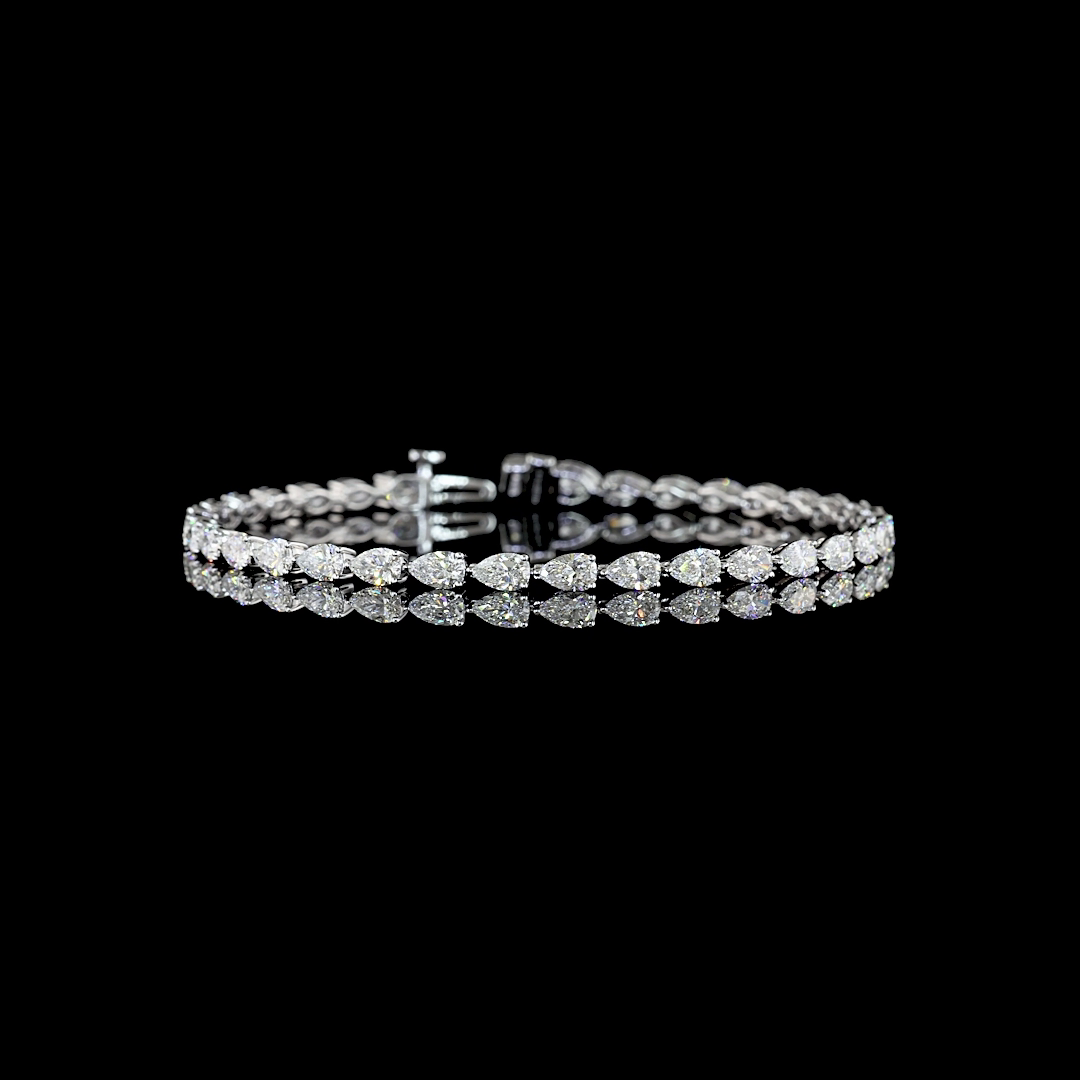 Lab-Grown 6.1 Carat Pear - Diamond 14K White Gold Tennis Bracelet