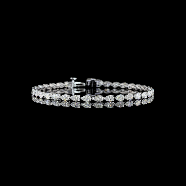 Lab-Grown 6.1 Carat Pear - Diamond 14K White Gold Tennis Bracelet
