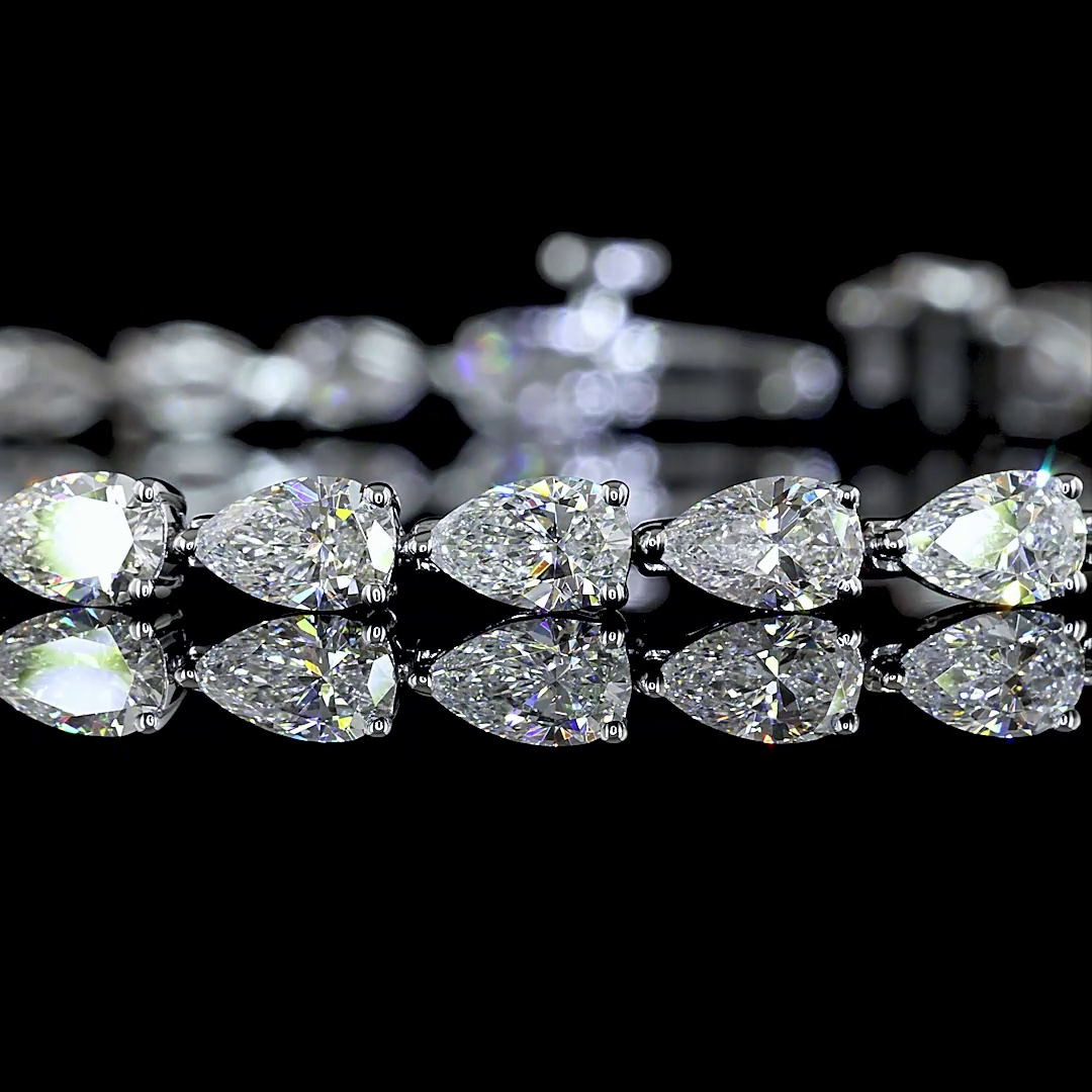 Lab-Grown 6.1 Carat Pear - Diamond 14K White Gold Tennis Bracelet