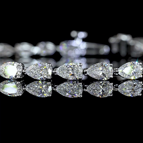 Lab-Grown 6.1 Carat Pear - Diamond 14K White Gold Tennis Bracelet