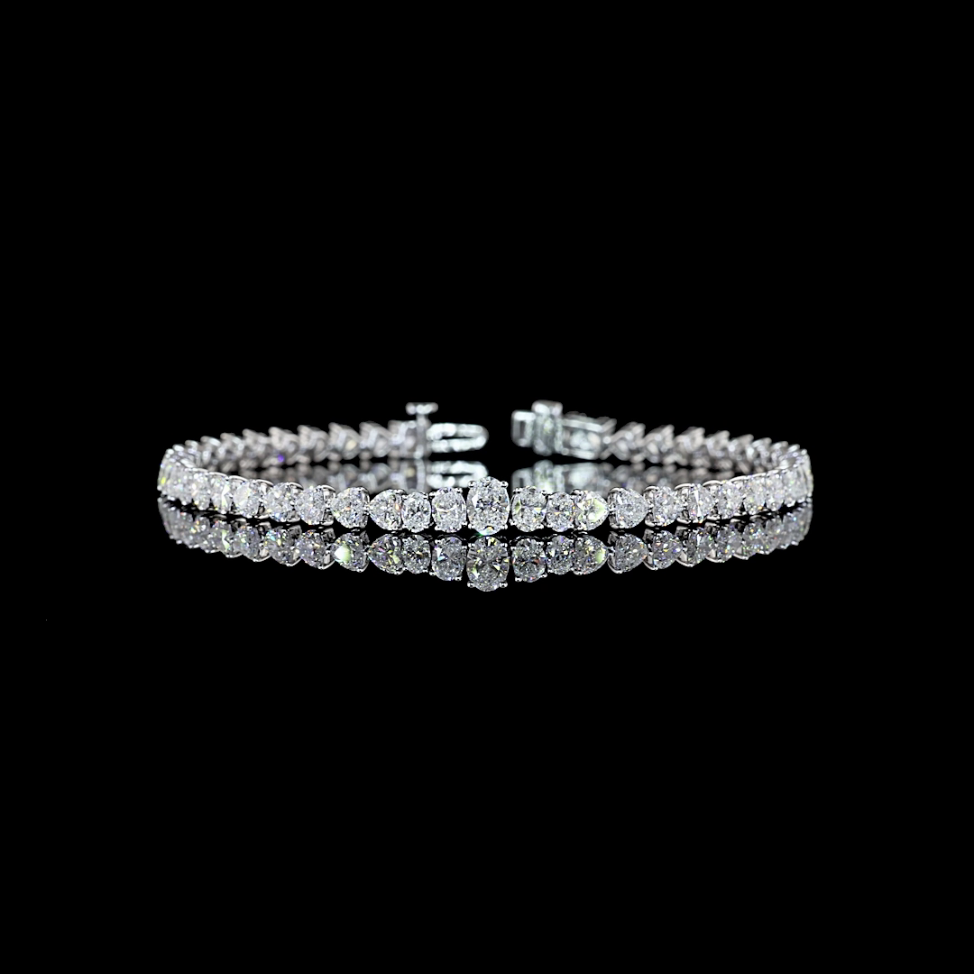 Lab-Grown 6.96 Carat MIX E-VS Diamond 14K White Gold Tennis Bracelet