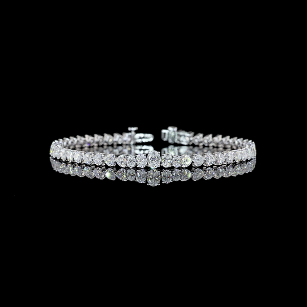 Lab-Grown 6.96 Carat MIX E-VS Diamond 14K White Gold Tennis Bracelet