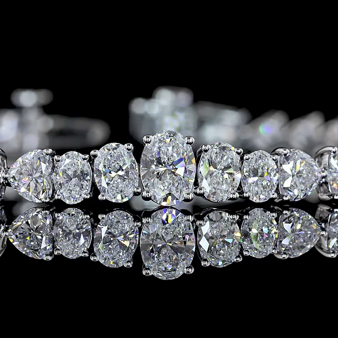 Lab-Grown 6.96 Carat MIX E-VS Diamond 14K White Gold Tennis Bracelet