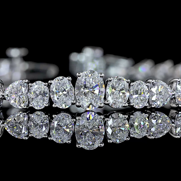 Lab-Grown 6.96 Carat MIX E-VS Diamond 14K White Gold Tennis Bracelet