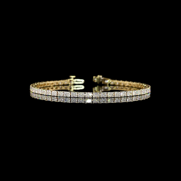 Lab-Grown 5.28 Carat Radiant - Diamond 14K Yellow Gold Tennis Bracelet