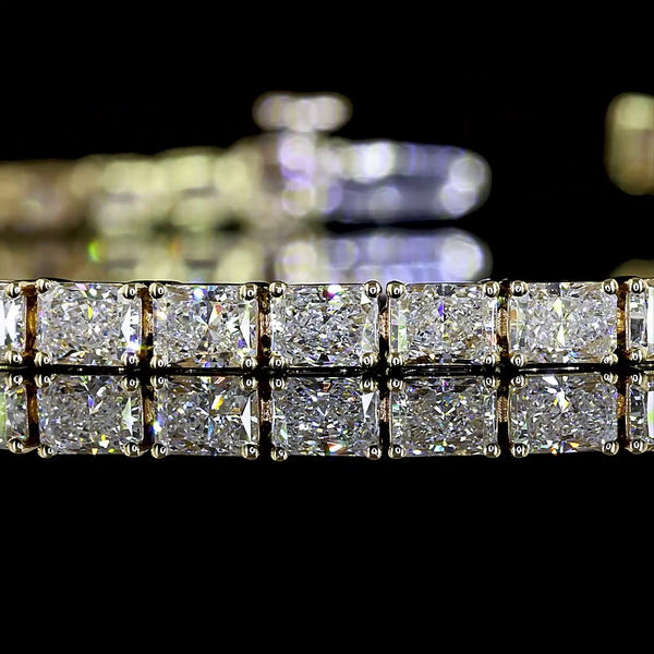 Lab-Grown 5.28 Carat Radiant - Diamond 14K Yellow Gold Tennis Bracelet